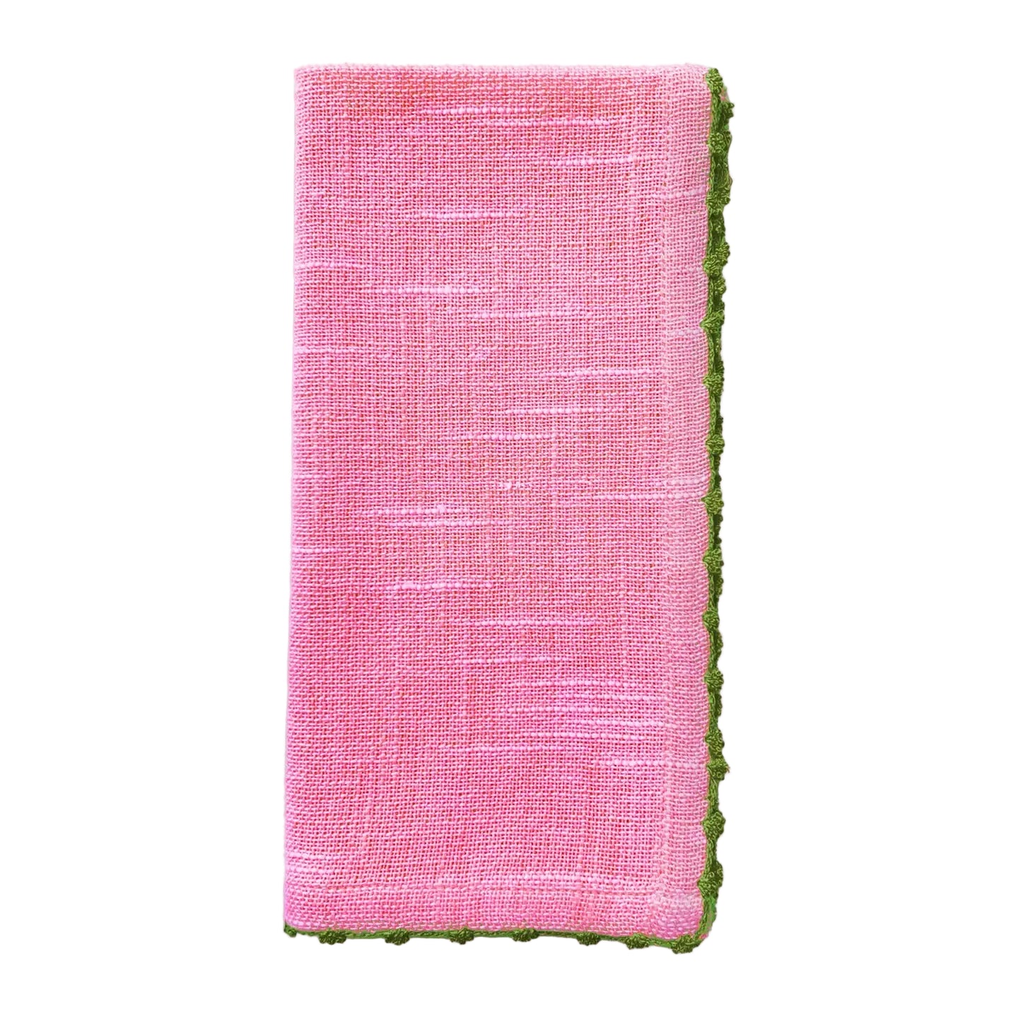 Pink Napkin with Green Trim - Set of 4