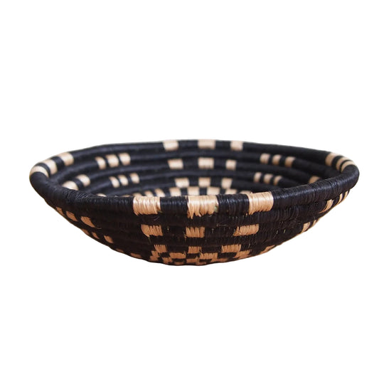 Black and Natural Woven Abstract Bowl - Small