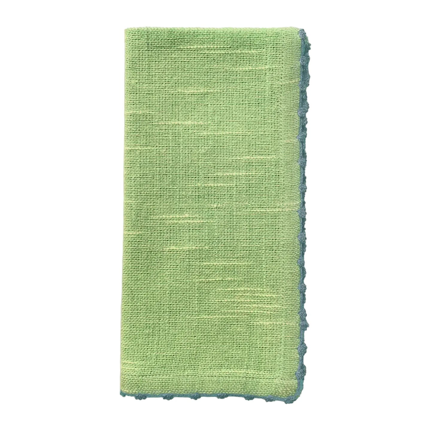 Light Green Napkin with Blue Trim - Set of 4