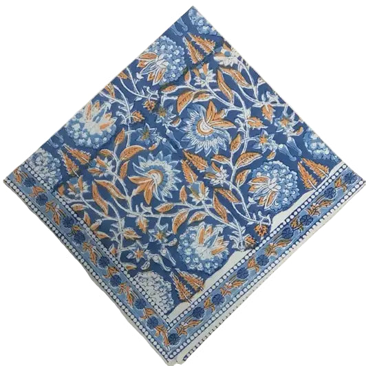 Set of 4 Napkins- Blue and Orange