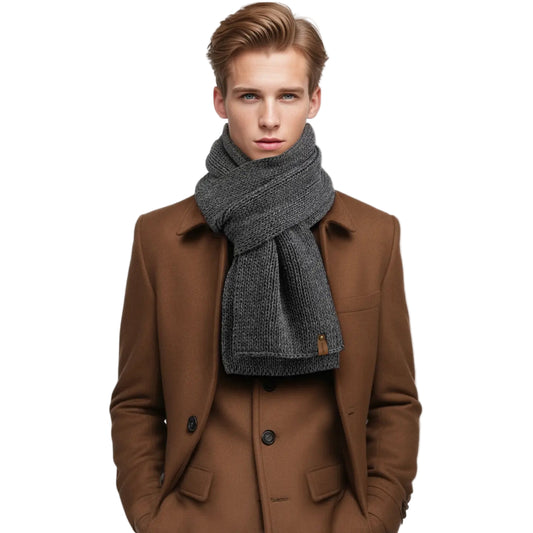 Men's Marino Wool Scarf -Dark Grey