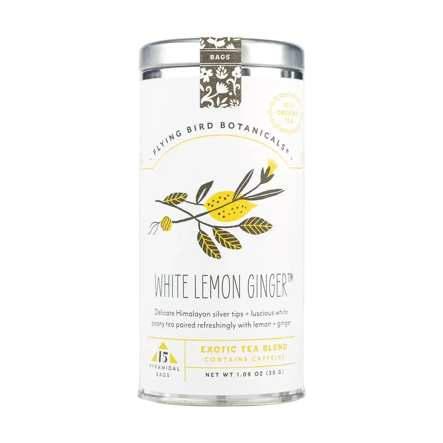 White Lemon Ginger Tea Tin