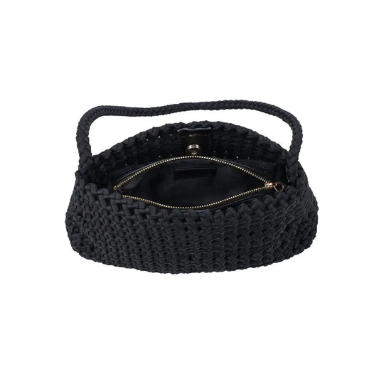 Woven Black Shoulder Bag