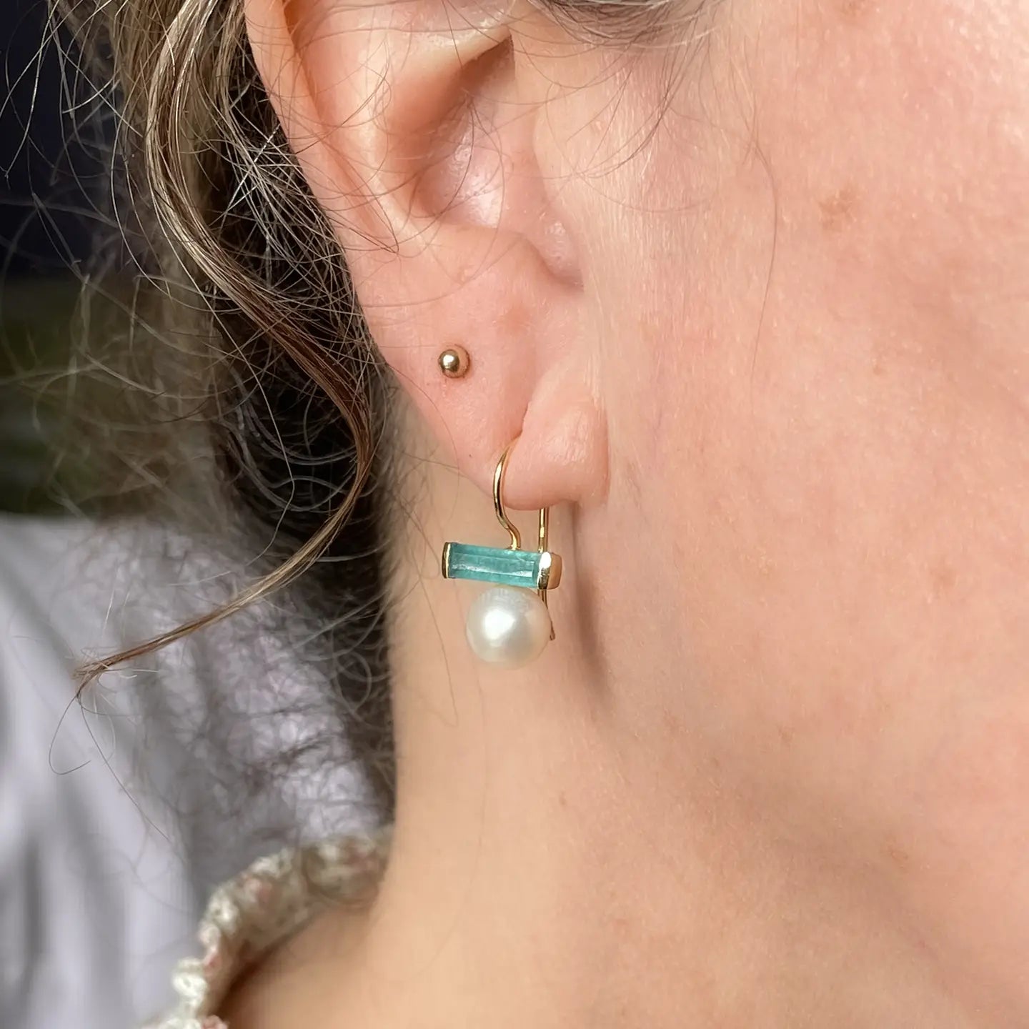 Jade and Pearl Drop Earrings