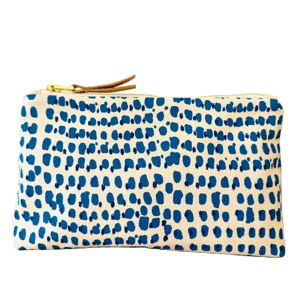 Double Dot Zip Makeup Bag - Blue