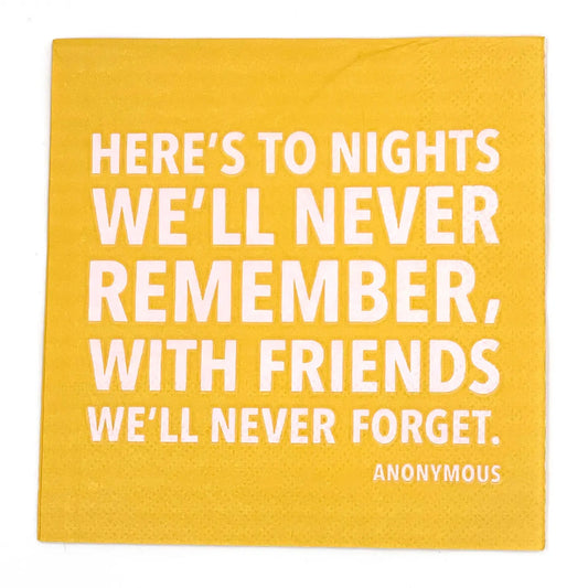 Here's To Nights We'll Never Remember Cocktail Napkins