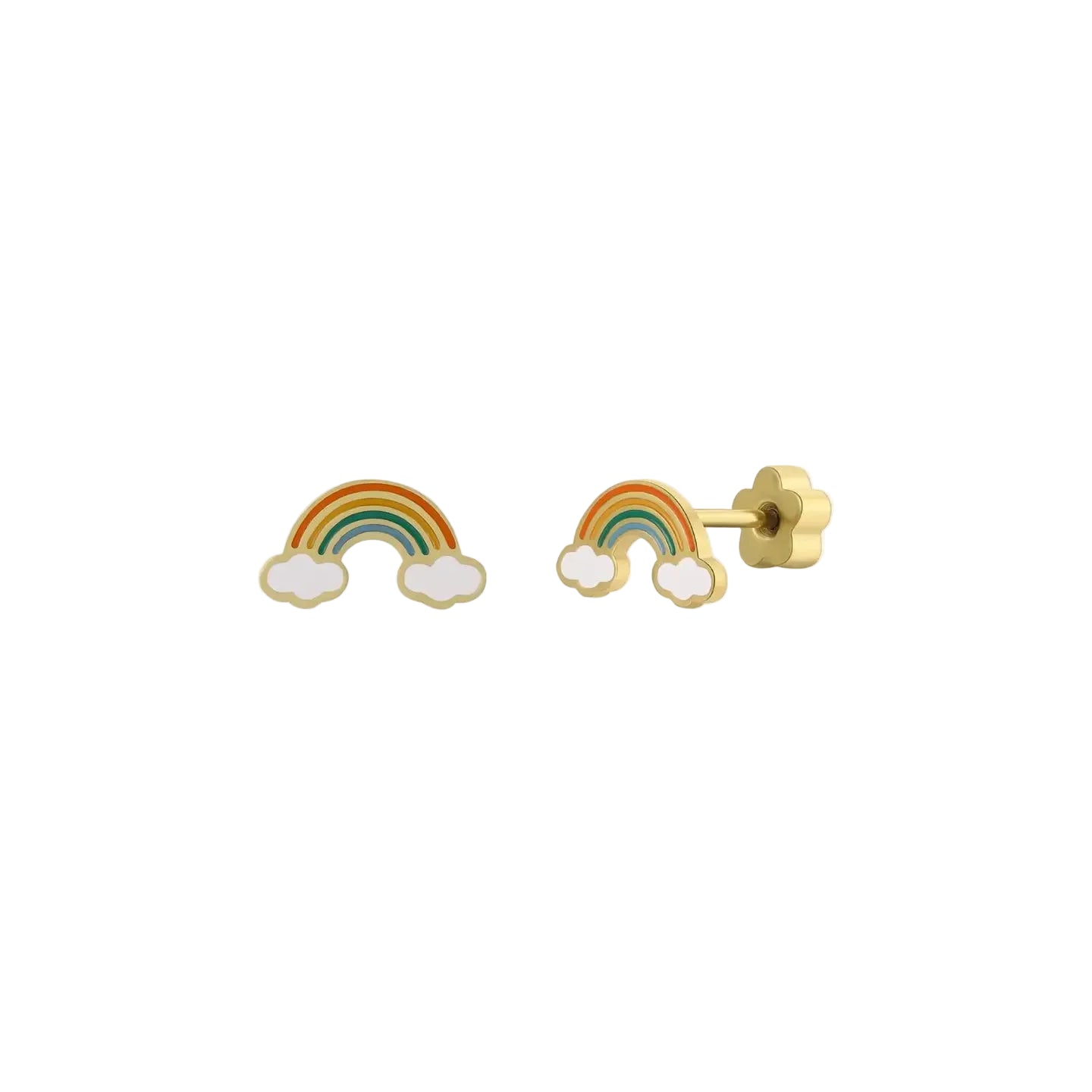 Rainbow Enamel Flat Back Earrings
