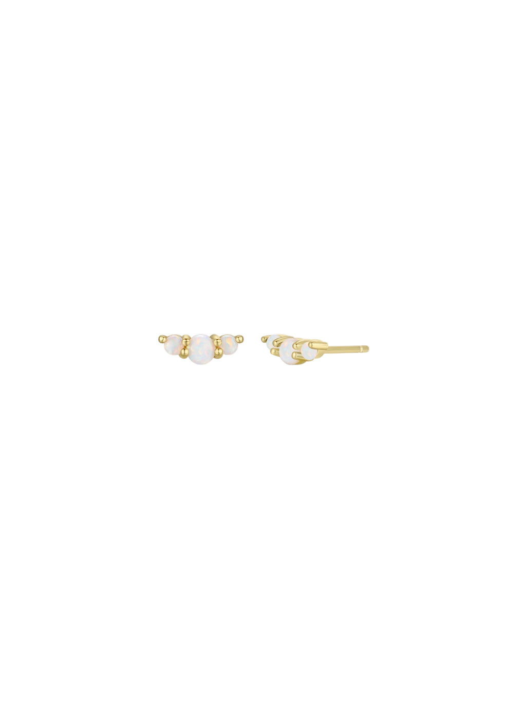 Crescent Studs - White Opal