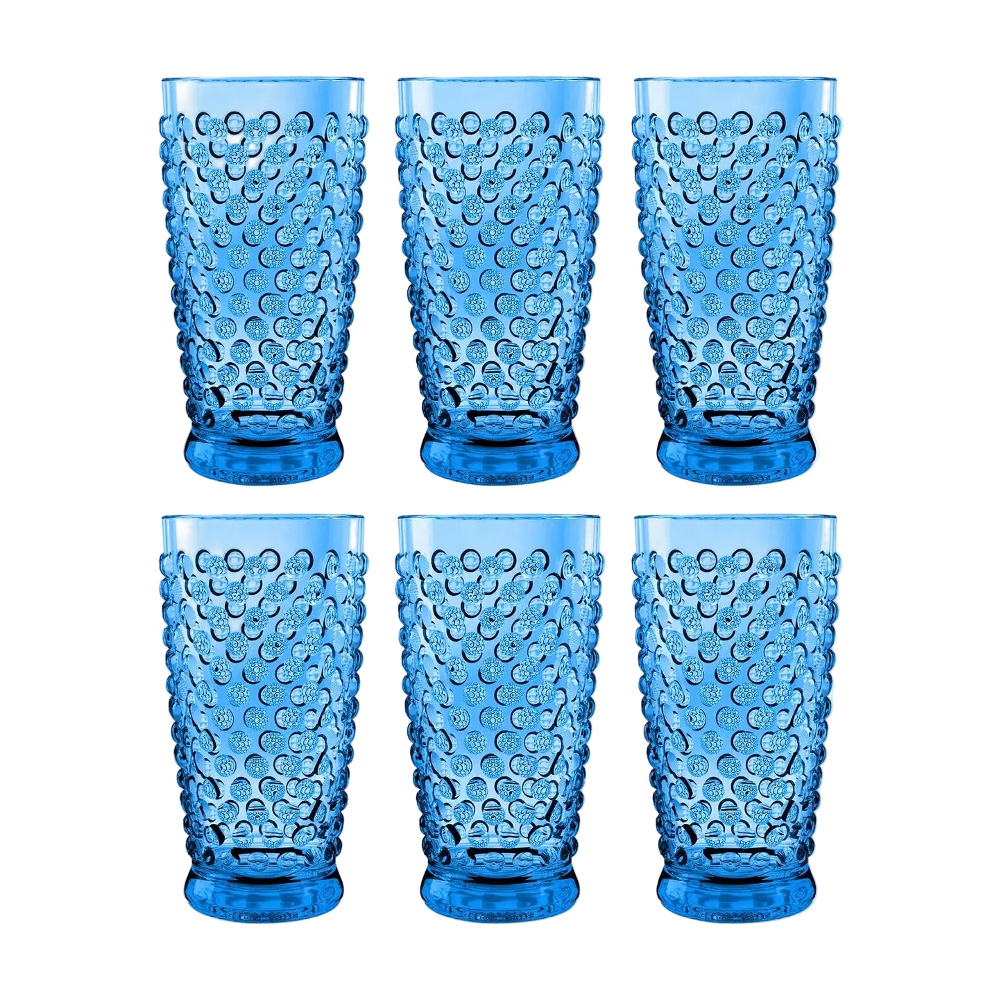 Blue Hobnail Tall Acrylic Glasses- Set of 2