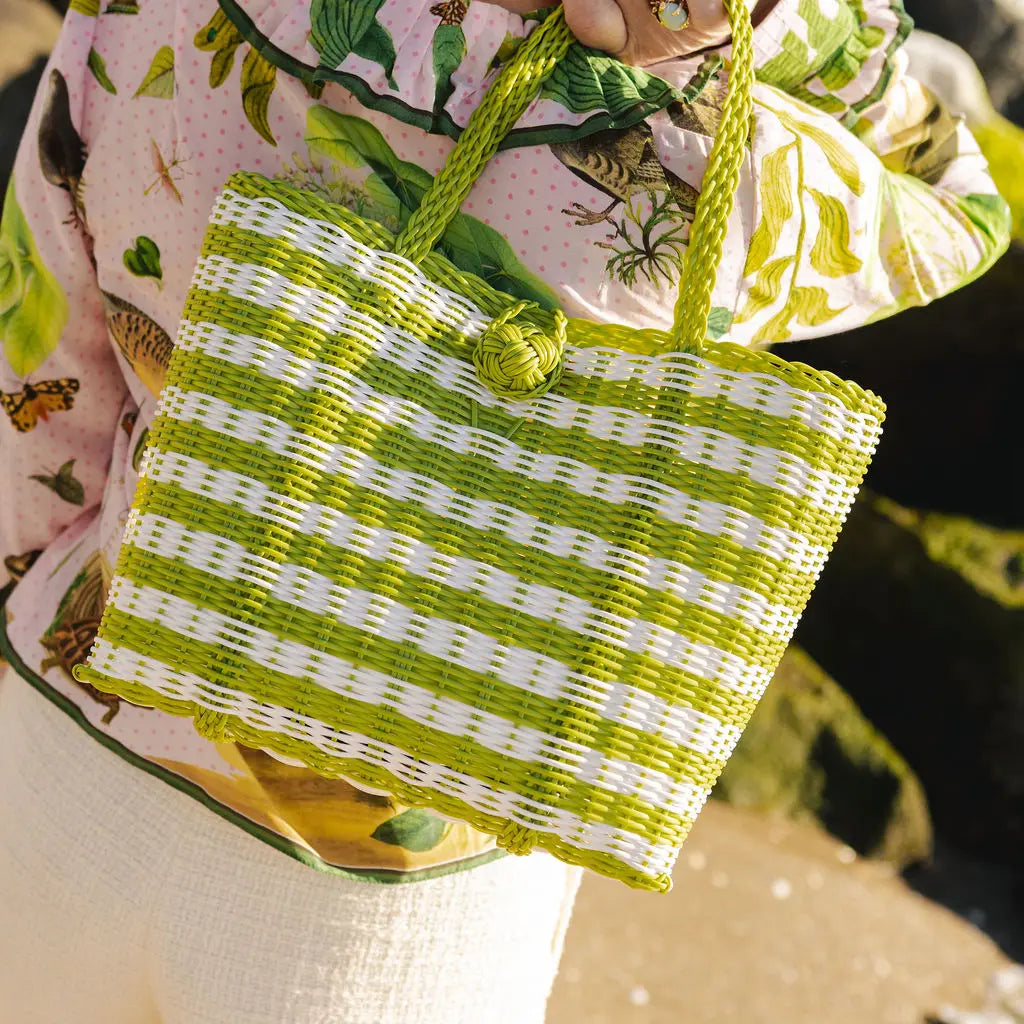 Green and White Stripe Bag - Extra Small