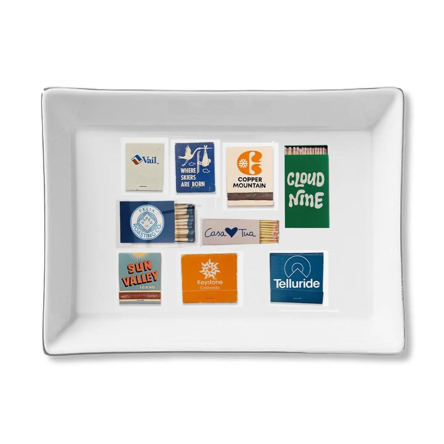 Ski Resort Matchboxes Ceramic Tray