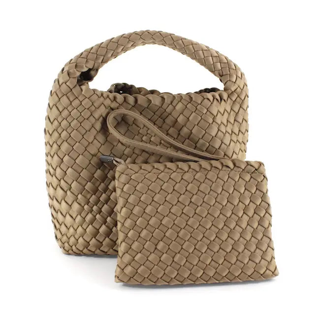 Woven Hobo Crossbody Bag- Khaki