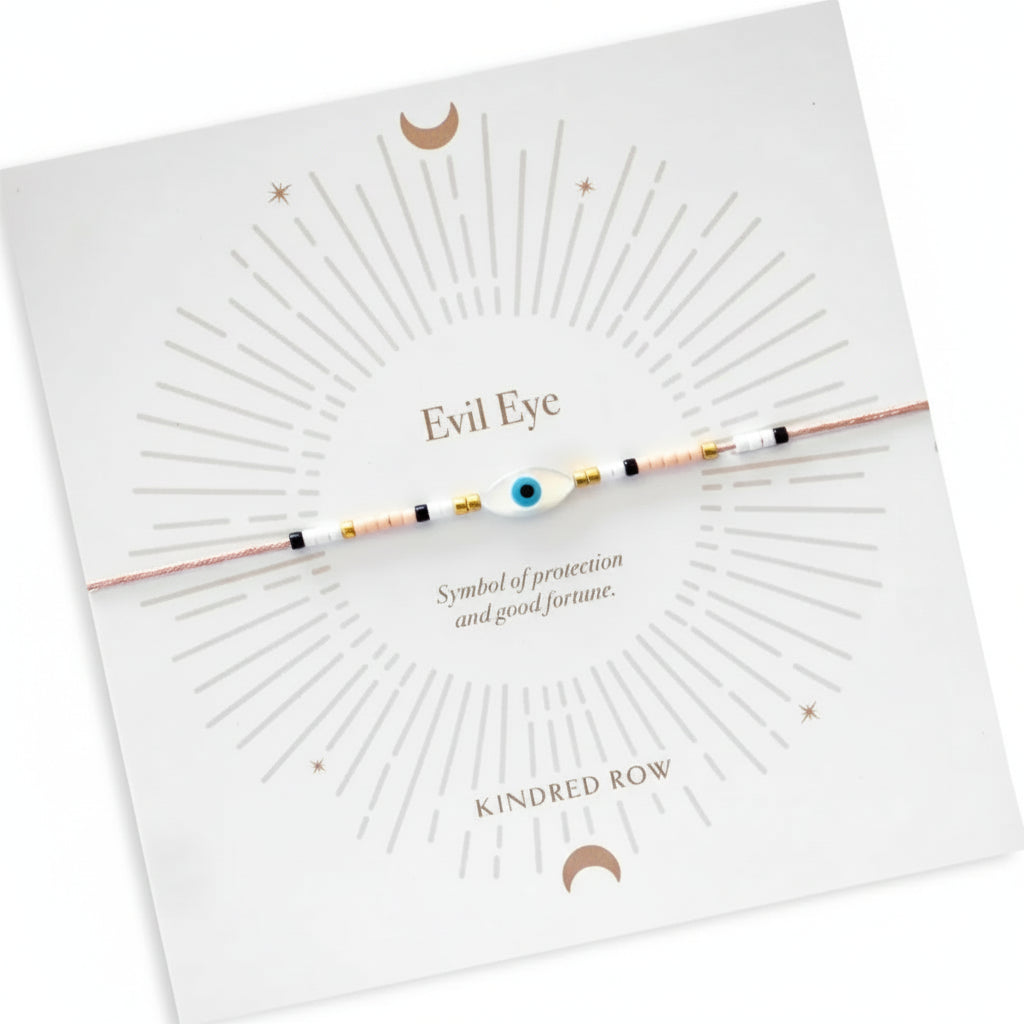 Evil Eye Cord Bracelet- Dusty Rose