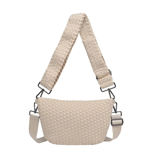 Cream Neoprene Woven Crossbody