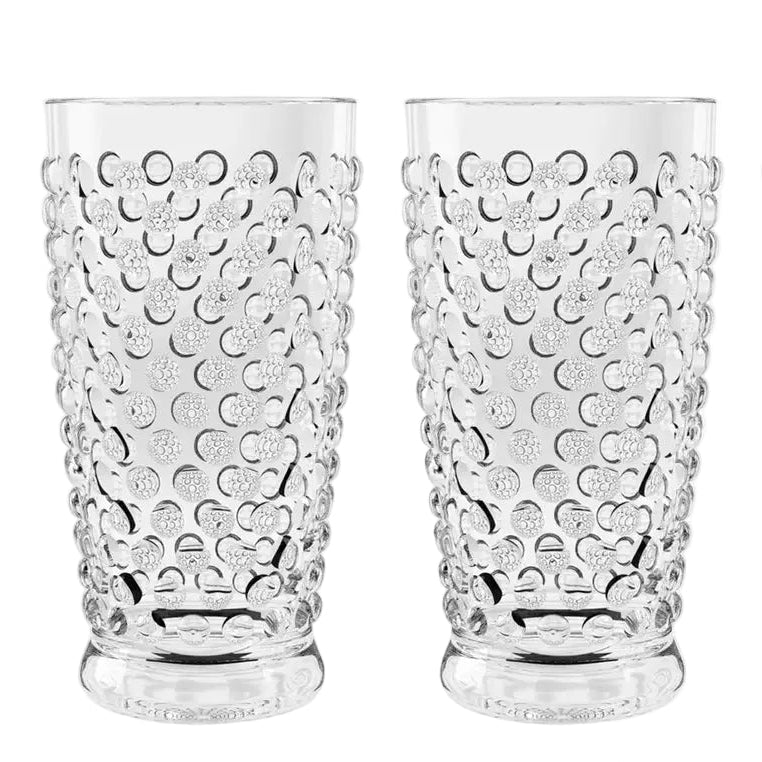 Clear Hobnail Tall Acrylic Glasses - Set of 2