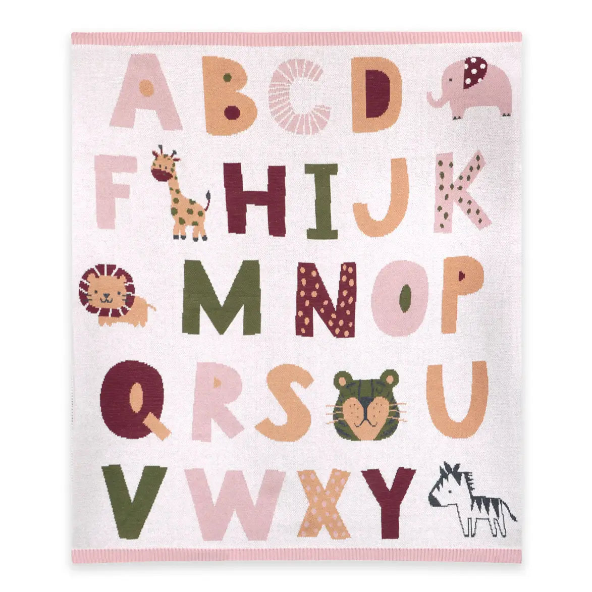 Alphabet Baby Blanket- Blush