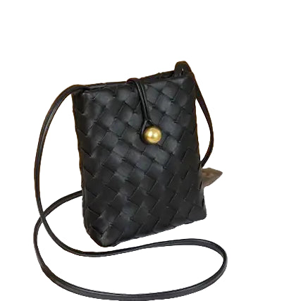 Small Woven Crossbody Bag- Black