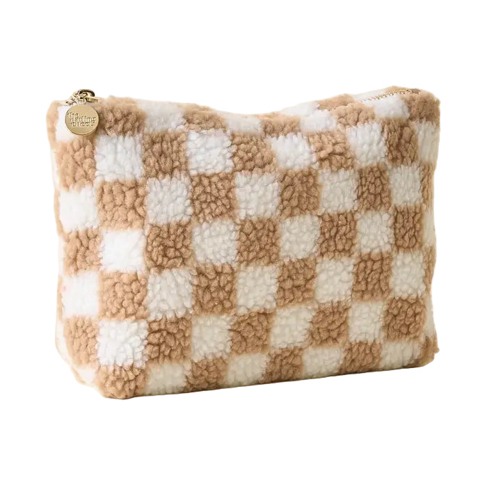 Tan and White Checkered Pouch