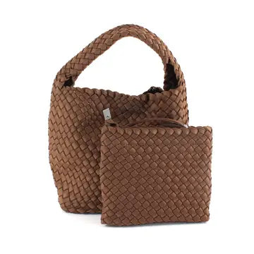 Woven Hobo Crossbody Bag- Coffee