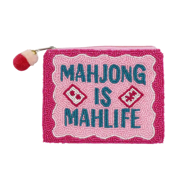 Mahjong is Mahlife Beaded Pouch