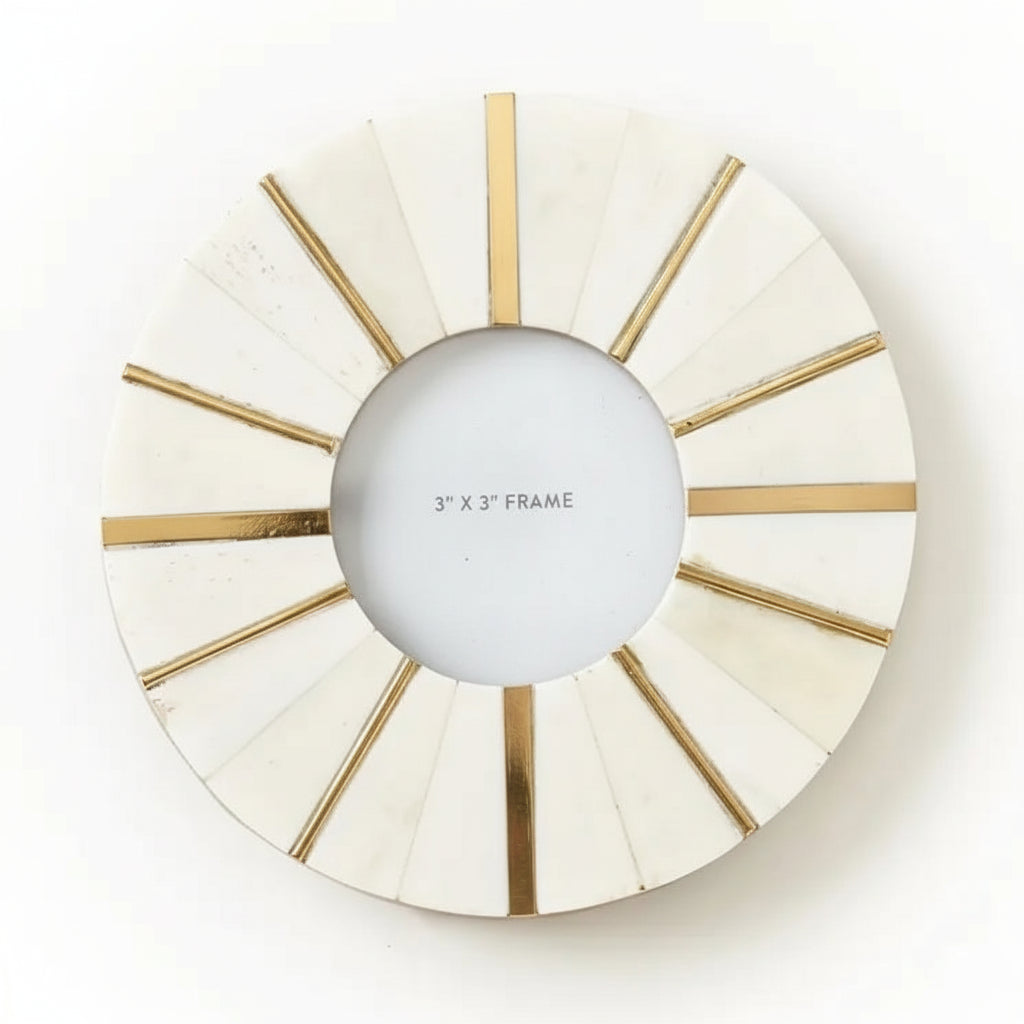 Bone and Brass Round Frame