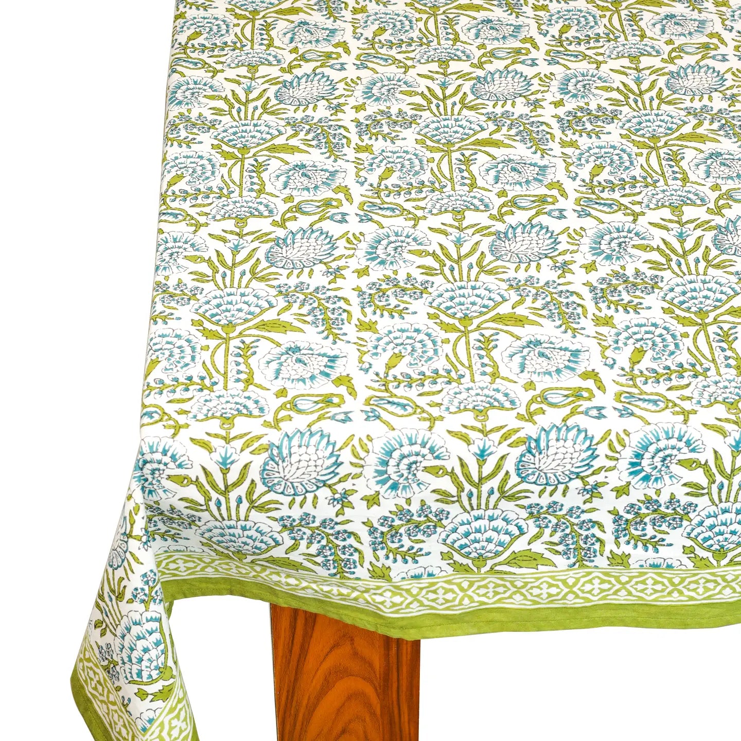 Fresh Foliage Block Printed Tablecloth- 60x90