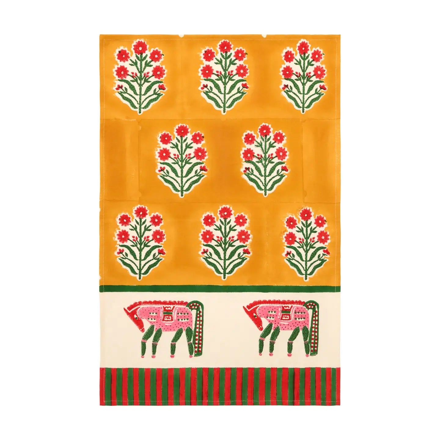 Mustard and Green Horse Tea Towel- Set of 2