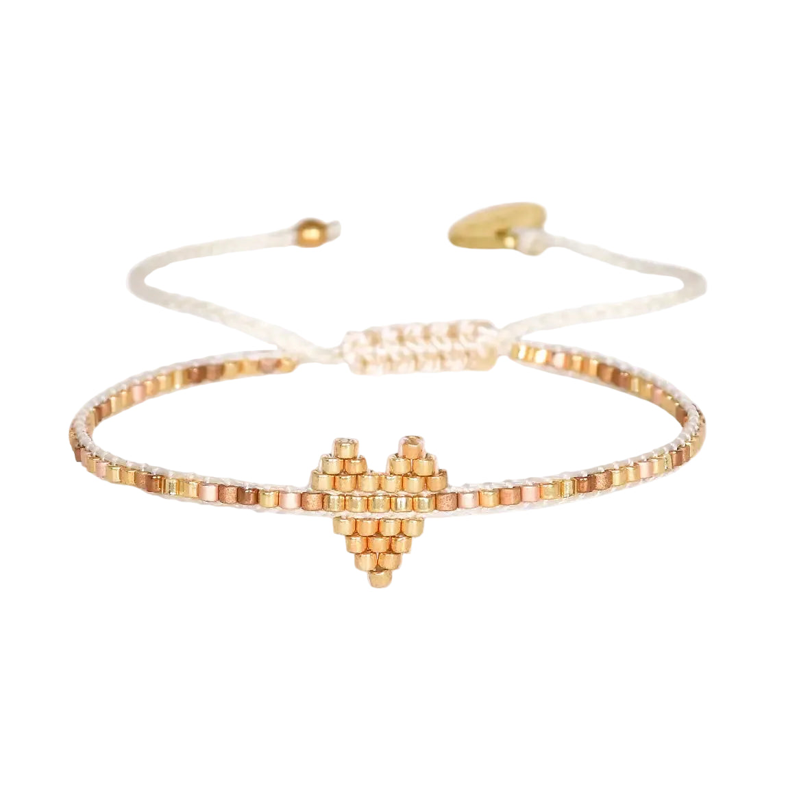 Beaded Heart Bracelet - Gold