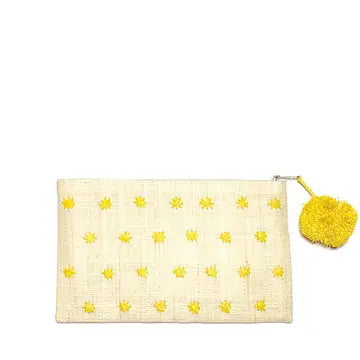 Raffia Pouch - Yellow Stars