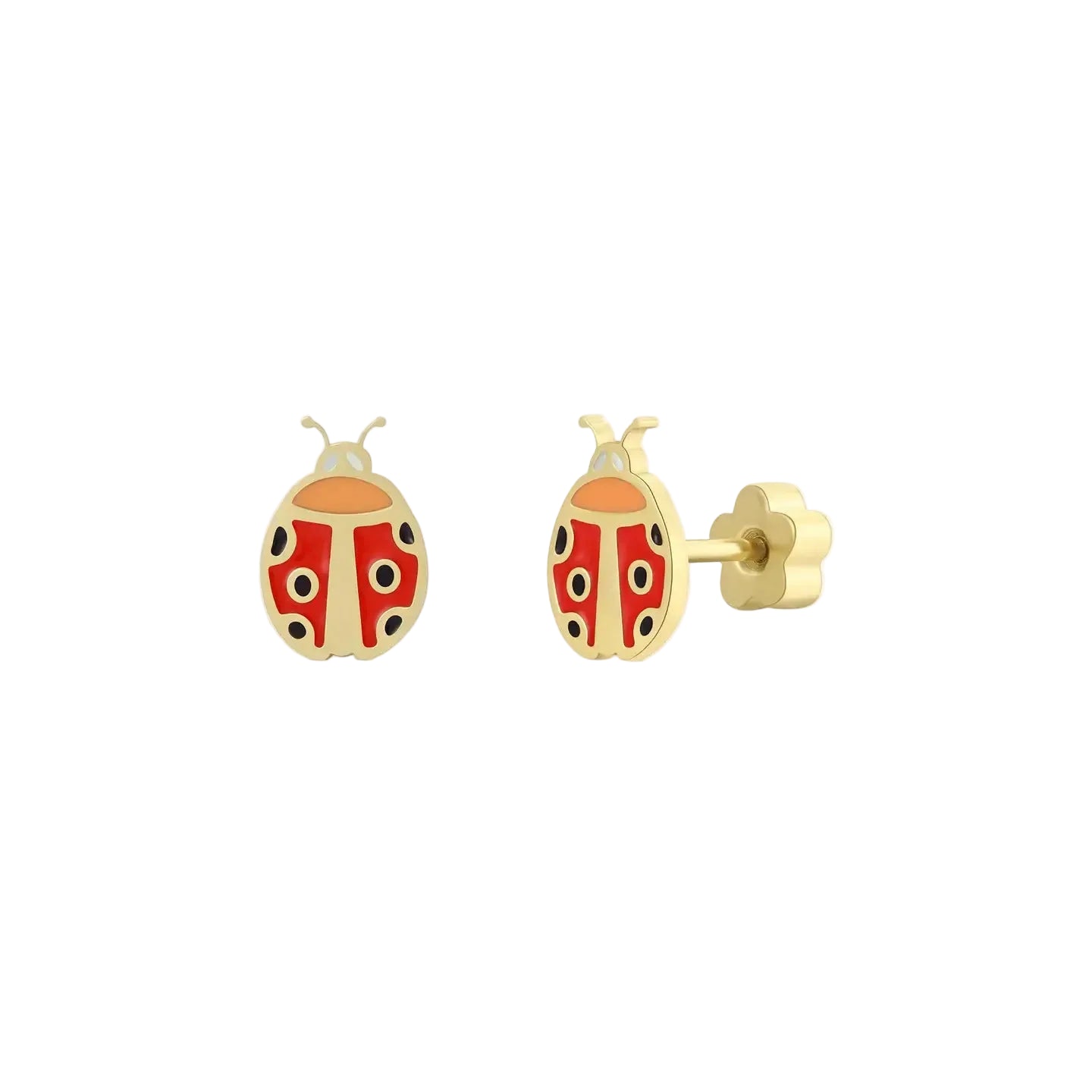Lady Bug Enamel Flat Back Earrings