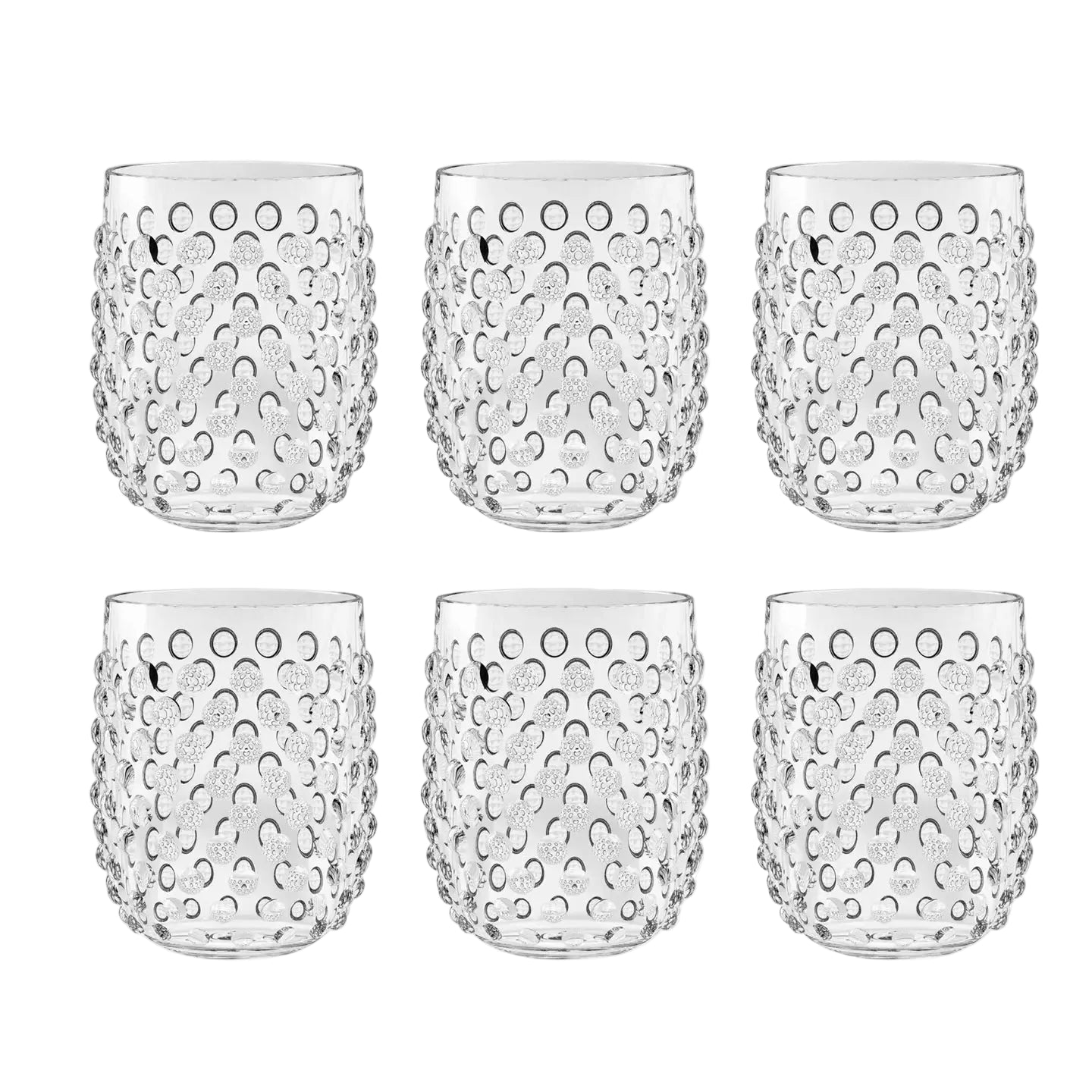 Clear Hobnail Stemless Acrylic Glasses- Set of 2