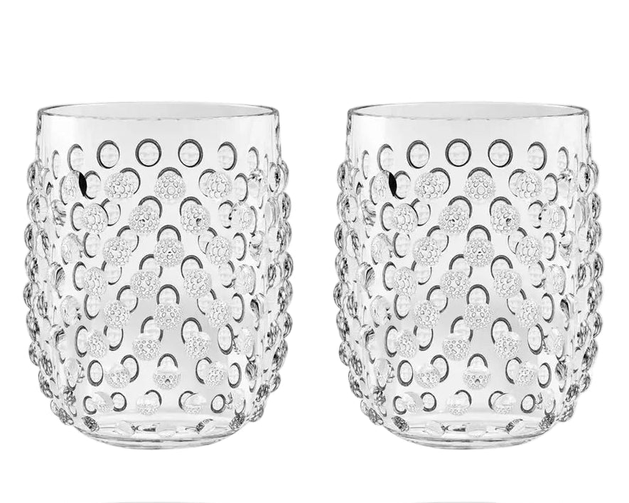 Clear Hobnail Stemless Acrylic Glasses - Set of 2
