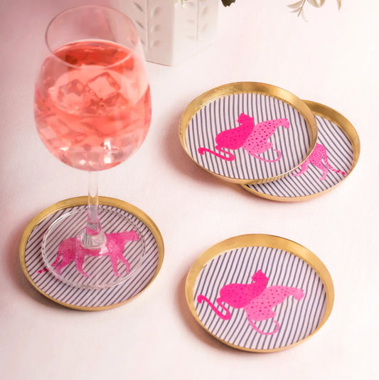 Metal Leopard Coaster Set