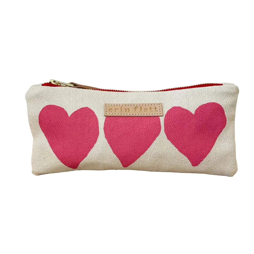 Heart Zip Pencil Case - Hot Pink