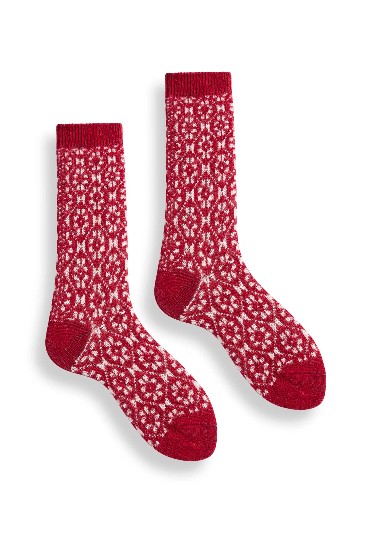 Women's Aster Flower Wool Cashmere Socks - Red