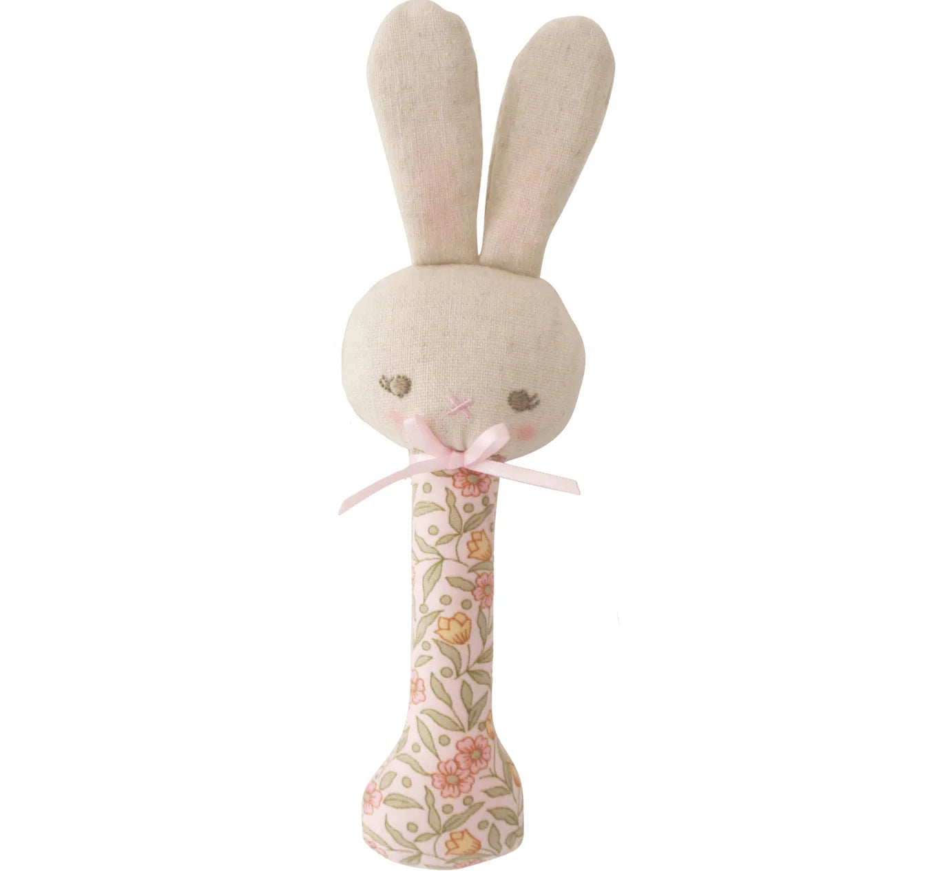 Baby Bunny Stick Rattle - Lily Pink