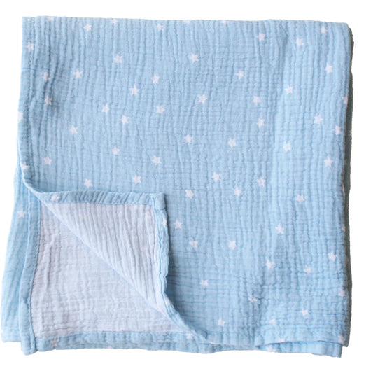 Muslin Swaddle-Starry Night - Baby Blue