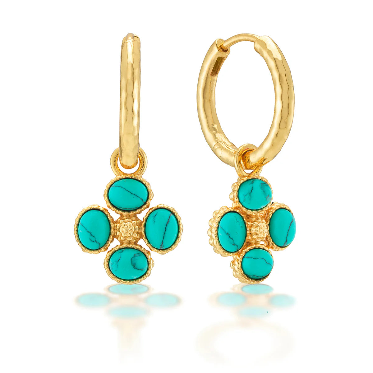 Double Sided Clover Hoop- Turquoise