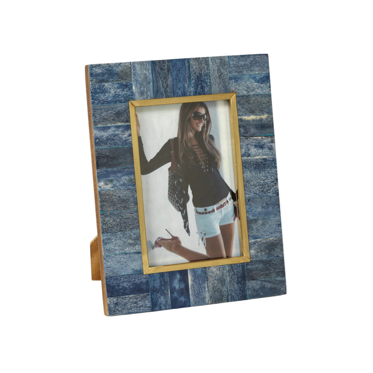 Blue Bone Frame with Brass- 5x7