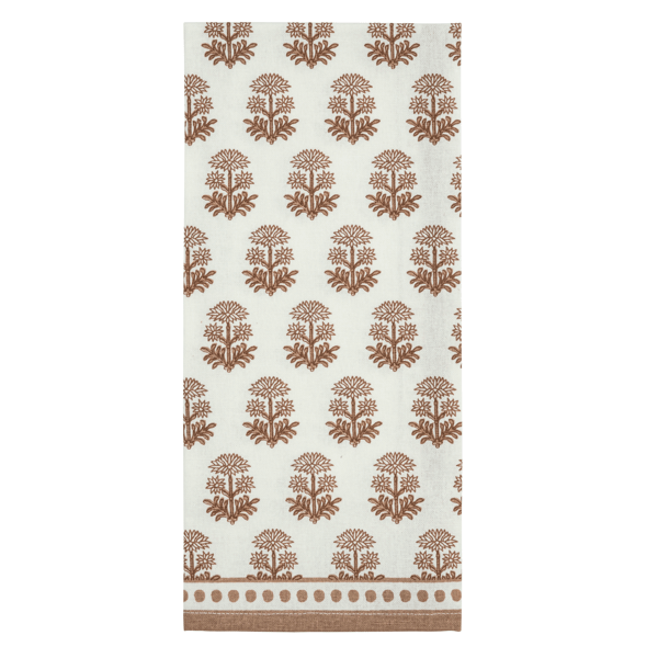Brown and White Floral Tea Towel