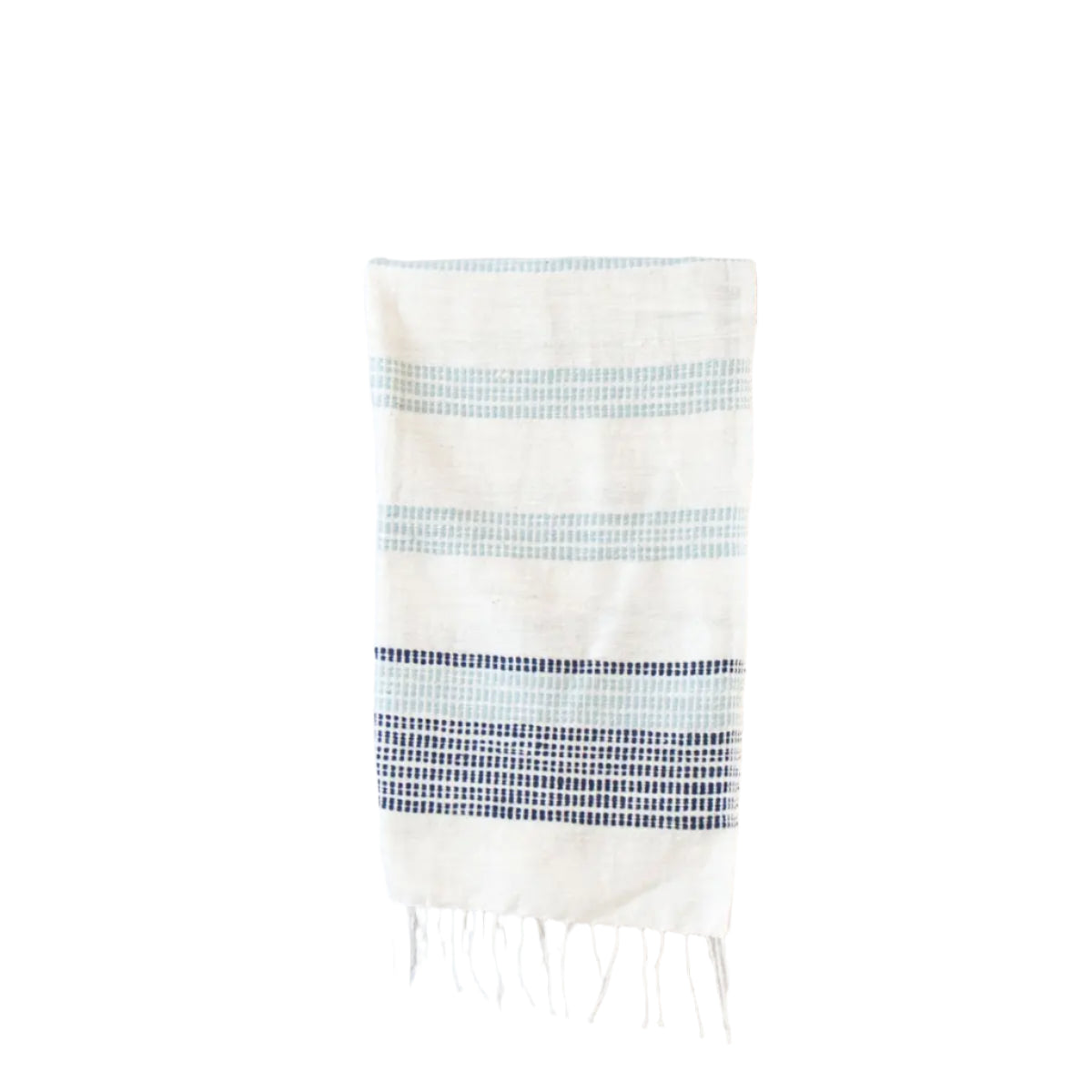 Camden Hand Towel- Natural with Azure and Navy