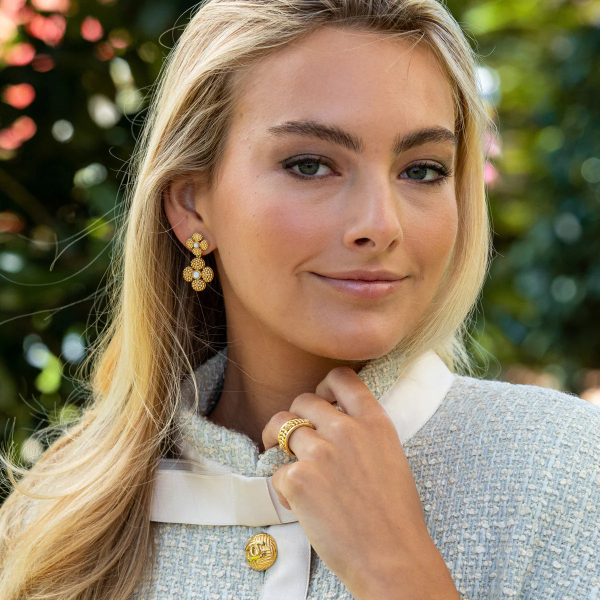 Gold Clover Drop Earrings