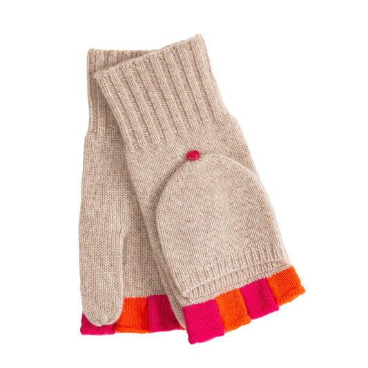 Colorblock Pop-Top Mittens- Pebble