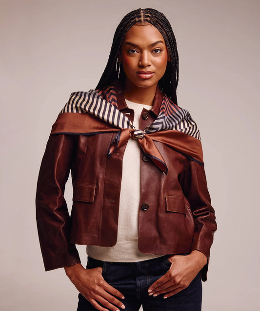 Silk Stripe Square - Brown
