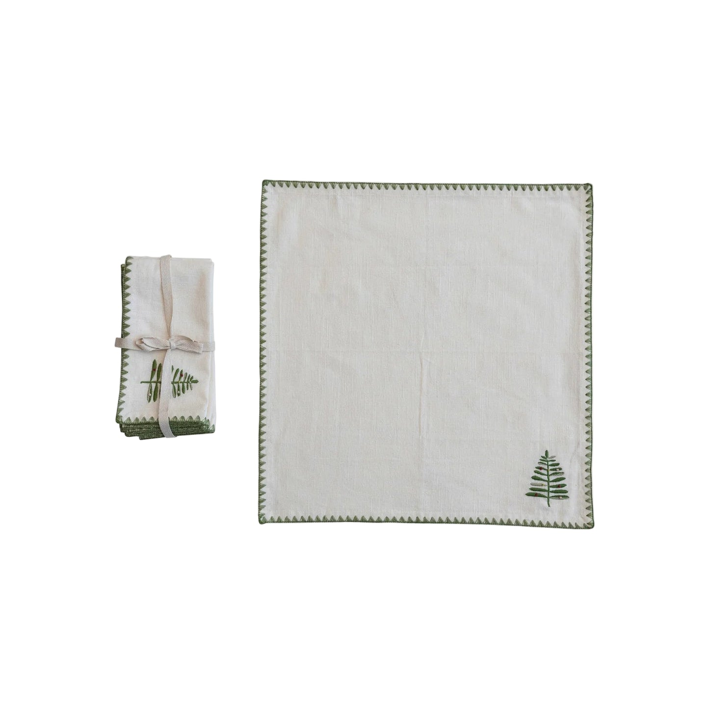 Embroidered Tree Cotton Napkin Set