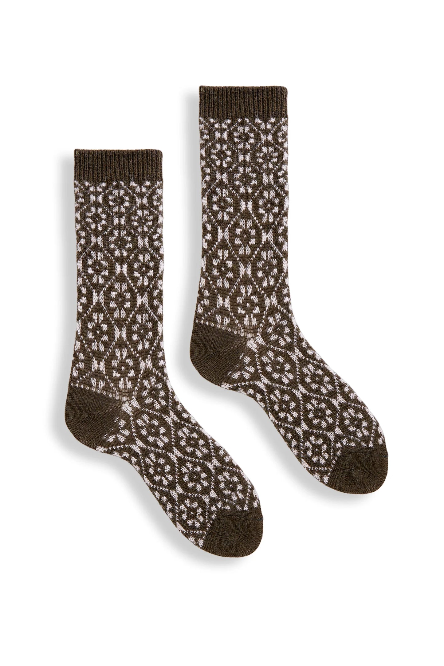 Women's Aster Flower Wool Cashmere Socks - Olive