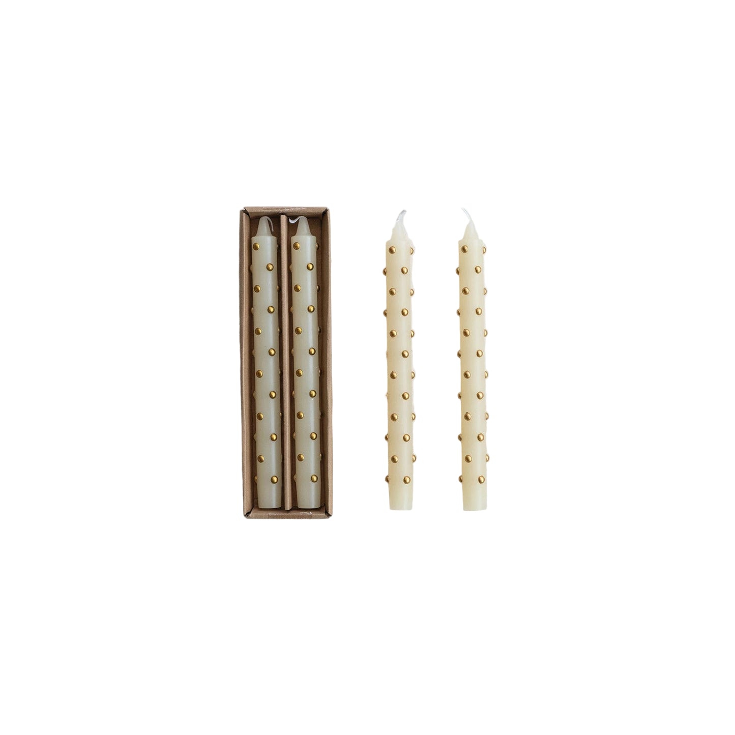 Unscented Taper Candles with Dots - Set of 2
