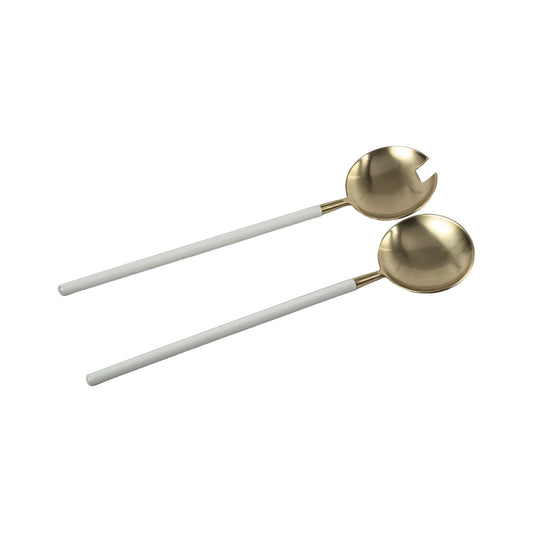 Gold and White Enamel Server Set