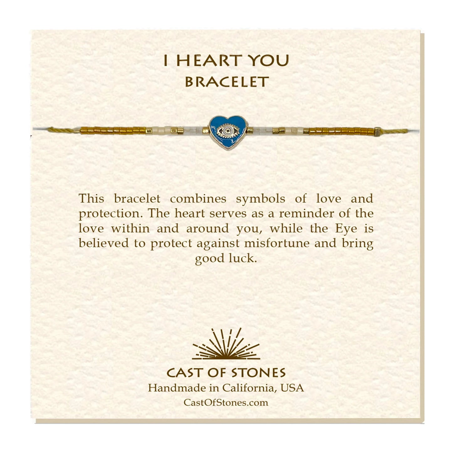 I Heart You Bracelet- Amber/Teal