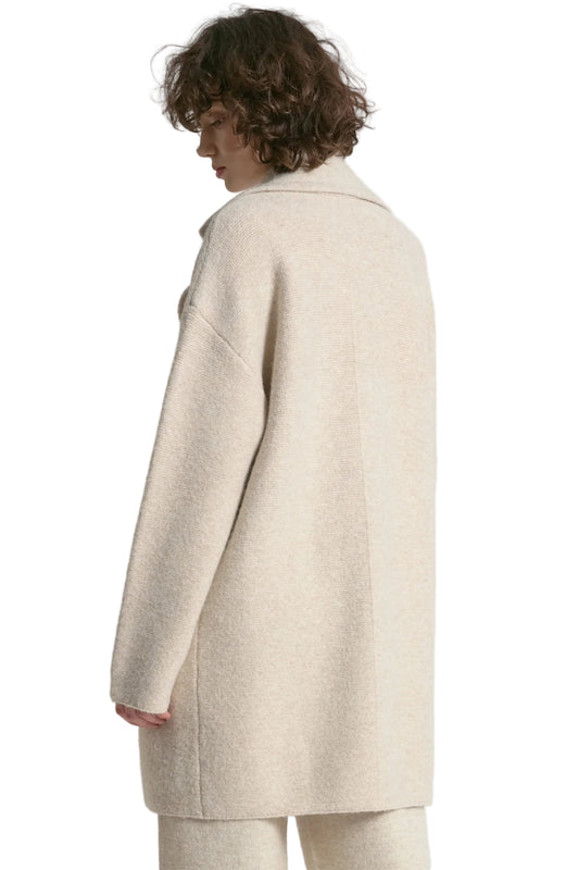 Textured Knit Coat- Beige